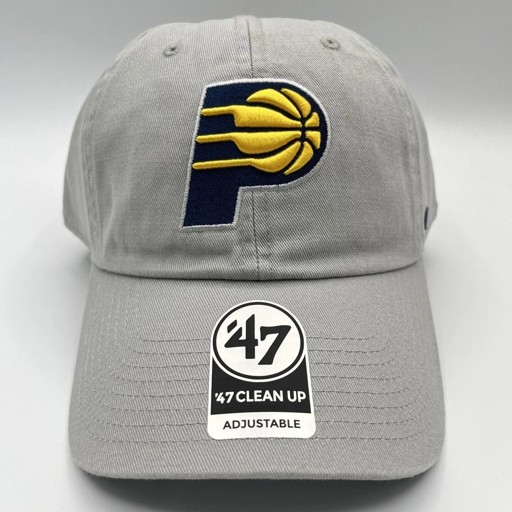 Indiana Pacers 47 Brand Clean Up Hat Strap Back One Size Gray NBA Basketball NEW